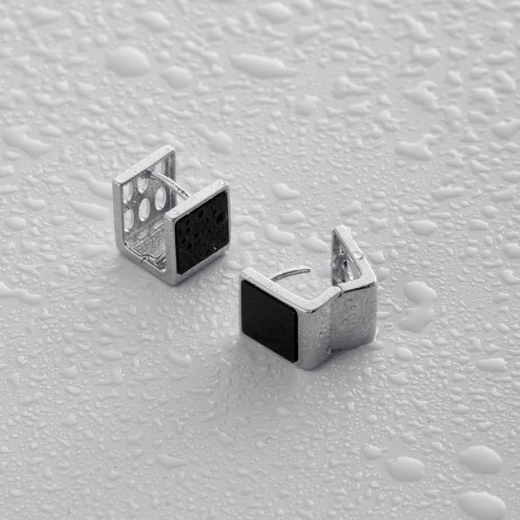 Серьги кубы с черной вставкой Meduza Crystal