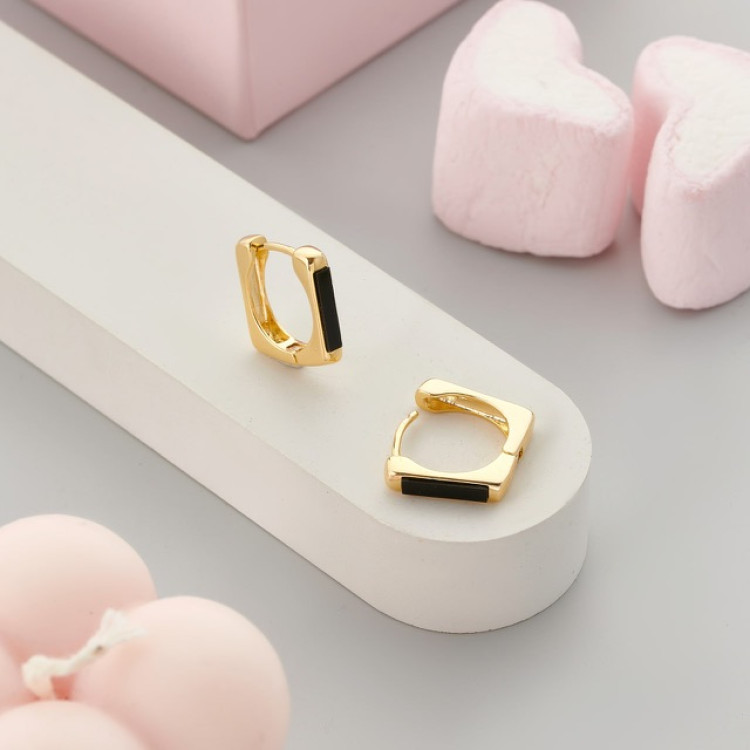 Серьги квадрат в золоте Meduza Crystal