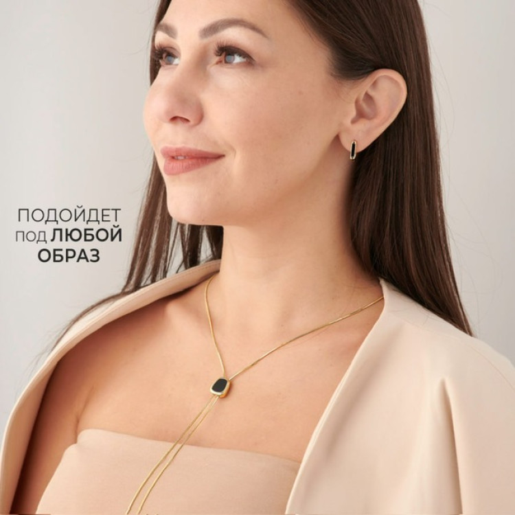 Серьги квадрат в золоте Meduza Crystal