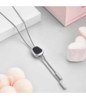 Колье галстук в белом золоте