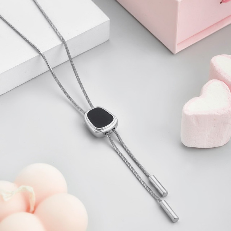 Колье галстук в белом золоте Meduza Crystal