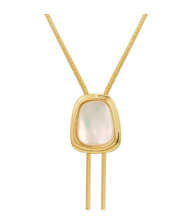 Колье галстук с вставкой перламутр в золоте 