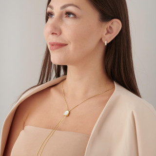 Колье галстук с вставкой перламутр в золоте 