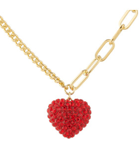 Подвеска Сердце с красными цирконами в золоте