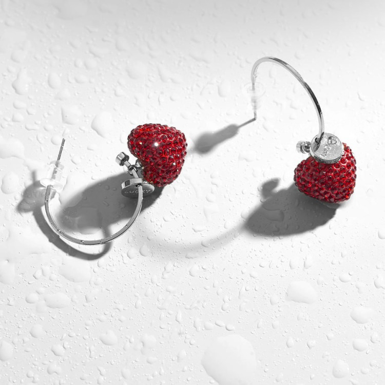 Серьги Сердца с красными цирконами Meduza Crystal