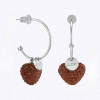 Серьги Сердца с красными цирконами Meduza Crystal