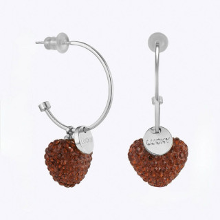 Серьги Сердца с красными цирконами 