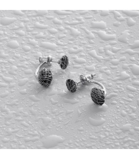 Серьги паутинка с черным цирконом