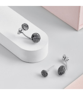 Серьги паутинка с черным цирконом