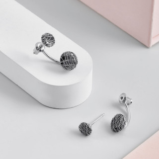 Серьги паутинка с черным цирконом