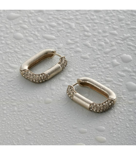 Серьги Скобы с цирконом в кофейном цвете