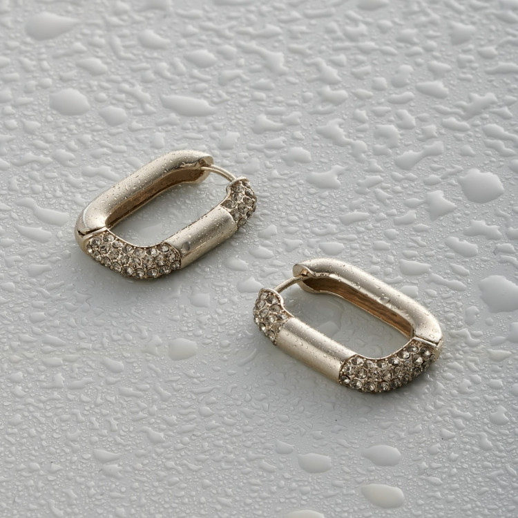 Серьги Скобы с цирконом в кофейном цвете Meduza Crystal