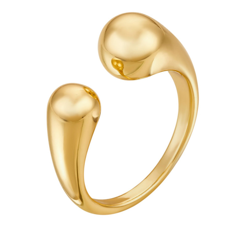 Кольцо капля безразмерное в золоте Meduza Crystal