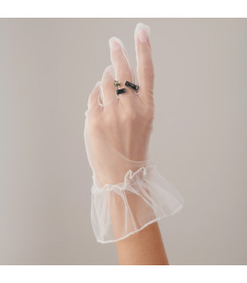 Кольцо регулируемое с черным камнем в серебре