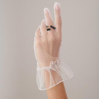 Кольцо регулируемое с черным камнем в серебре