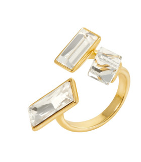 Кольцо регулируемое с белым камнем в золоте