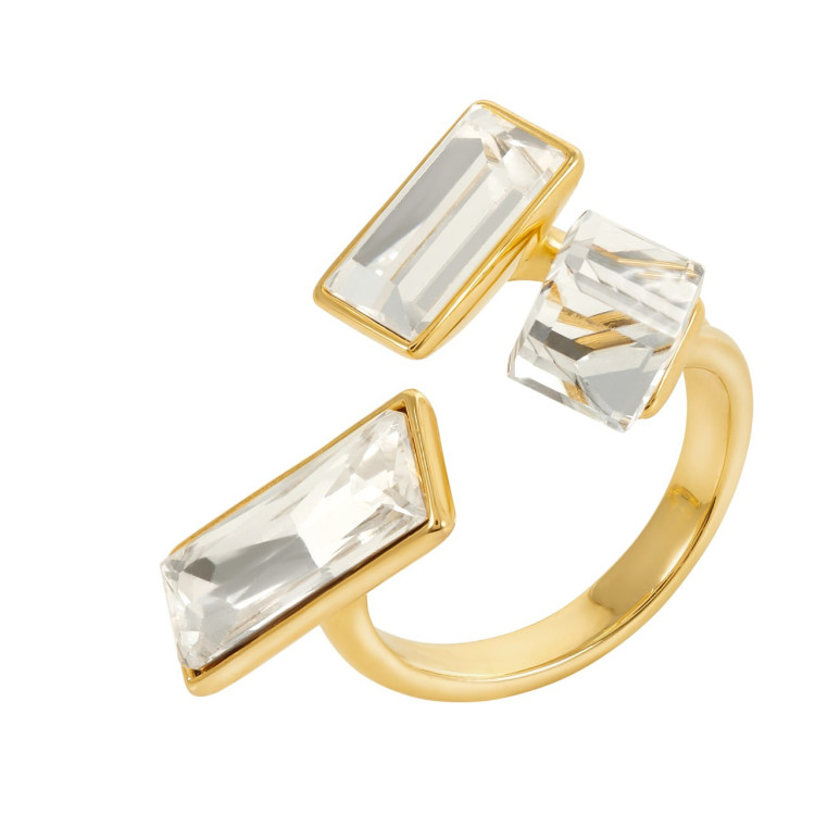 Кольцо регулируемое с белым камнем в золоте Meduza Crystal