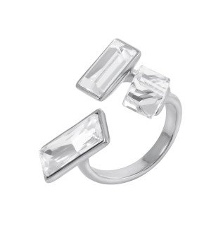 Кольцо регулируемое с белым камнем в серебре