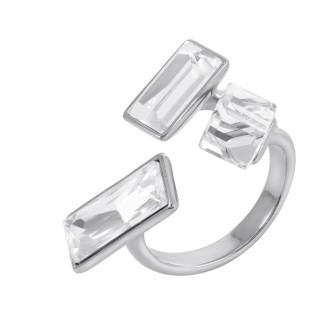 Кольцо регулируемое с белым камнем в серебре