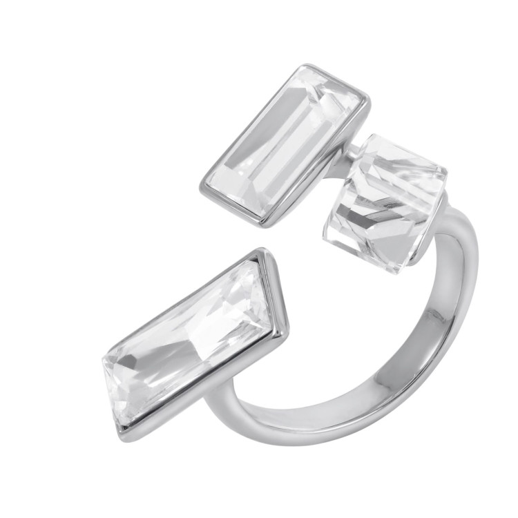 Кольцо регулируемое с белым камнем в серебре Meduza Crystal