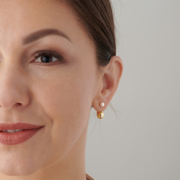 Серьги джекеты с жемчугом Майорка в золоте