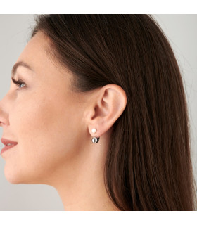 Серьги джекеты с жемчугом Майорка серебристые