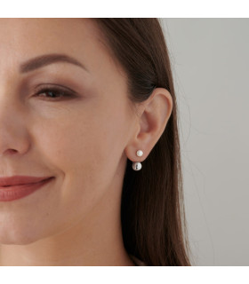 Серьги джекеты с жемчугом Майорка серебристые