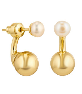 Серьги джекеты с жемчугом Майорка в золоте