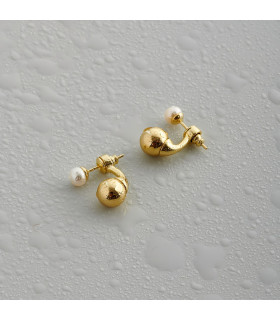 Серьги джекеты с жемчугом Майорка в золоте
