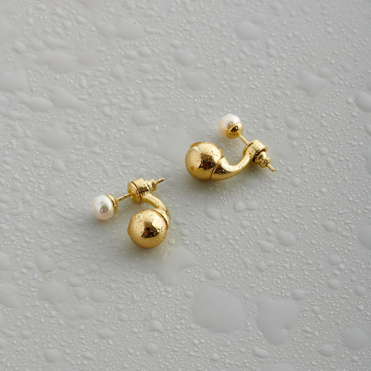 Серьги джекеты с жемчугом Майорка в золоте