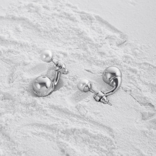 Серьги джекеты с жемчугом Майорка серебристые