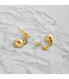 Серьги джекеты с жемчугом Майорка в золоте