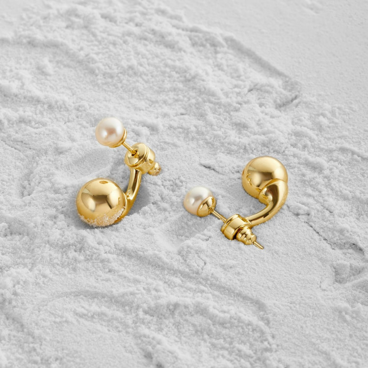 Серьги джекеты с жемчугом Майорка в золоте