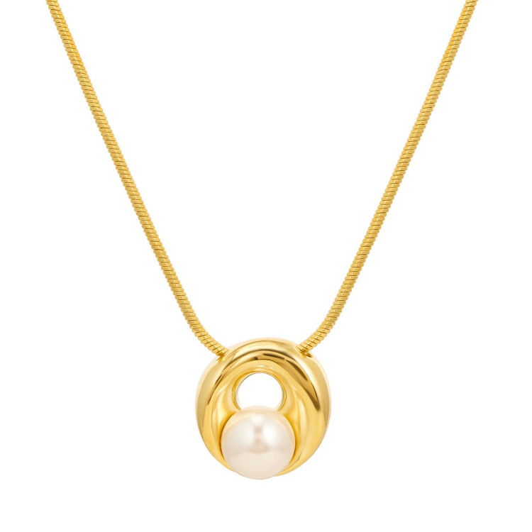 Колье с жемчугом в золоте Meduza Crystal