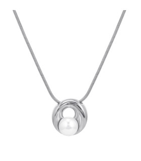 Колье с жемчугом серебристая