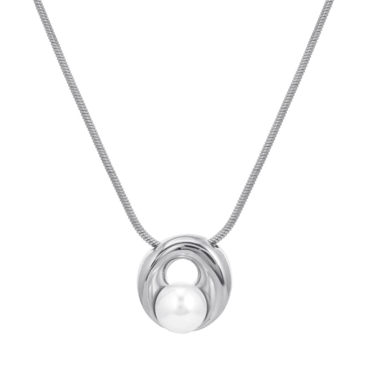 Колье с жемчугом серебристая Meduza Crystal