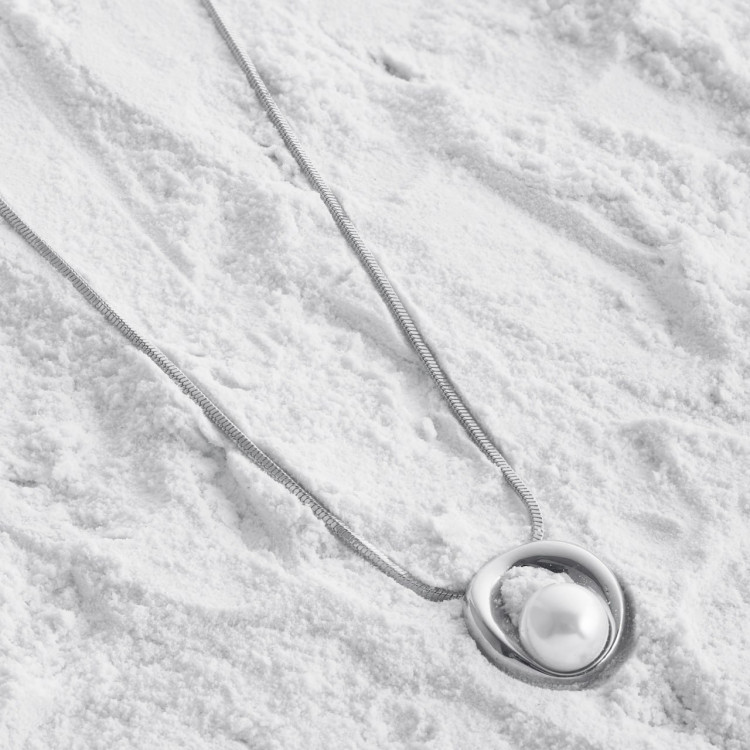 Колье с жемчугом серебристая Meduza Crystal