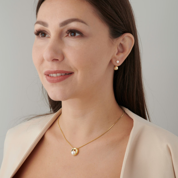 Колье с жемчугом в золоте Meduza Crystal