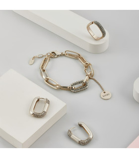 Кольцо с цирконами в  кофейном цвете