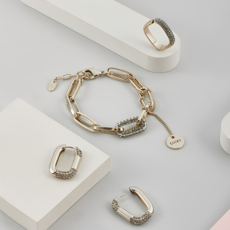 Кольцо с цирконами в  кофейном цвете Meduza Crystal