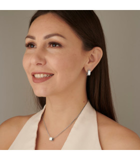 Серьги квадратные серебристые