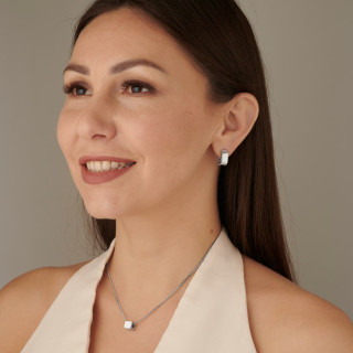 Серьги квадратные серебристые