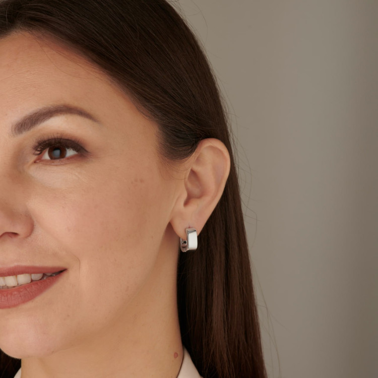 Серьги квадратные серебристые Meduza Crystal