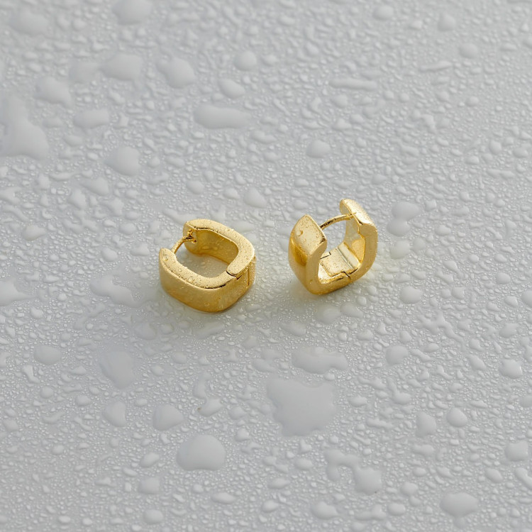 Серьги квадратные в золоте Meduza Crystal