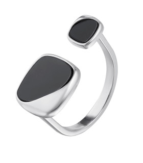 Кольцо безразмерное с вставкой эмаль серебристое