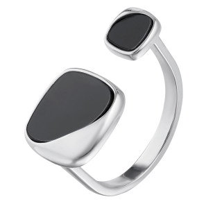 Кольцо безразмерное с вставкой эмаль серебристое