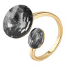 Кольцо регулируемое с черным круглым камнем в золоте Meduza Crystal