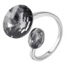 Кольцо регулируемое с черным круглым камнем в серебре Meduza Crystal
