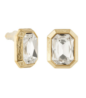 Серьги прямоугольные с белым цирконом в золоте