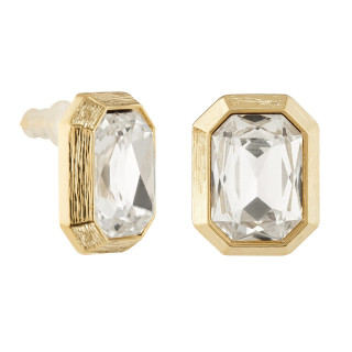 Серьги прямоугольные с белым цирконом в золоте